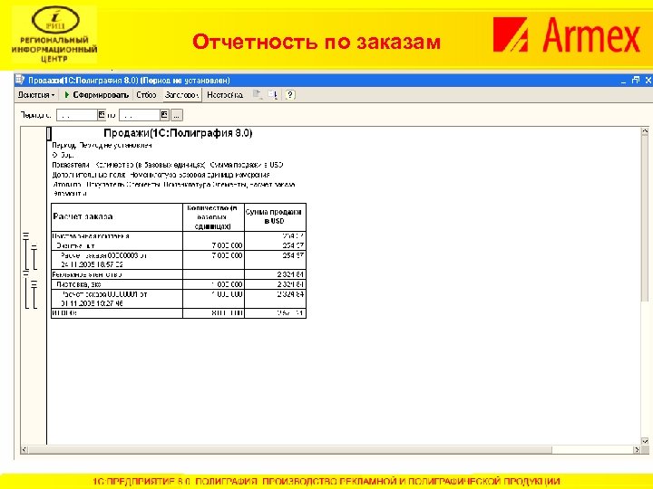 Отчетность по заказам 