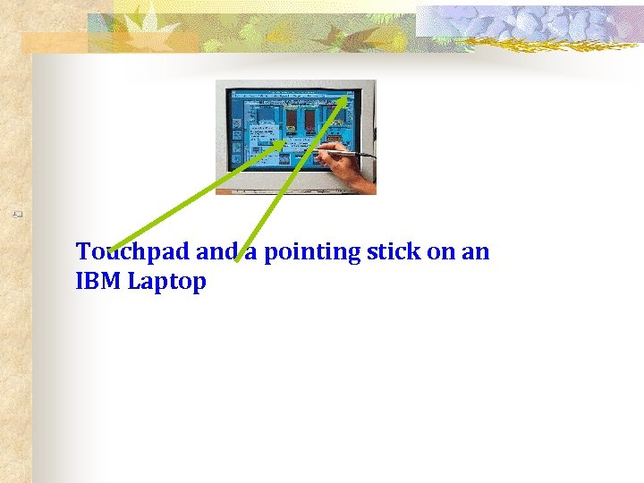 Touchpad and a pointing stick on an IBM Laptop 