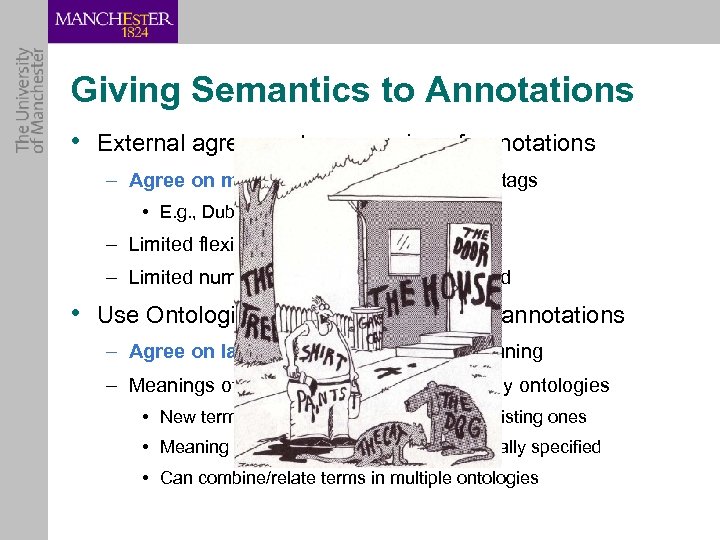 Giving Semantics to Annotations • External agreement on meaning of annotations – Agree on