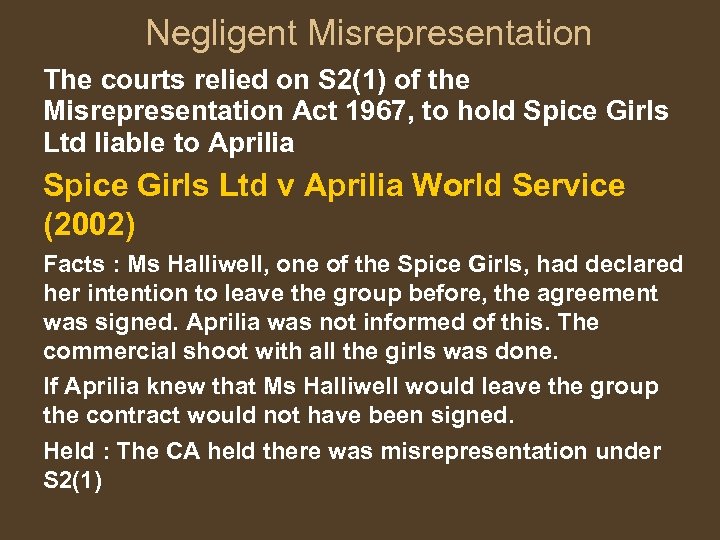 misrepresentation act 1967