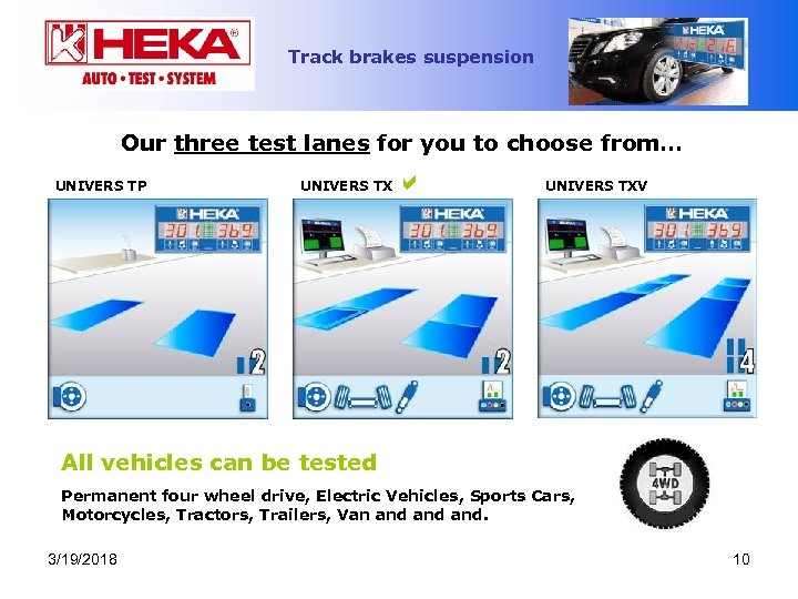 Track brakes suspension Our three test lanes for you to choose from… UNIVERS TP