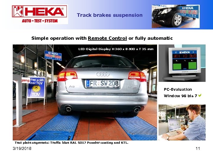 Track brakes suspension Simple operation with Remote Control or fully automatic LED-Digital-Display H 360