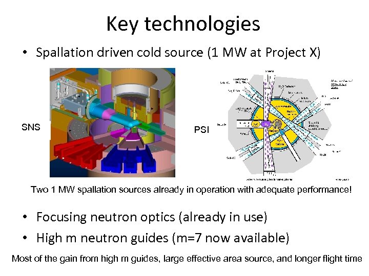 Key technologies • Spallation driven cold source (1 MW at Project X) SNS PSI