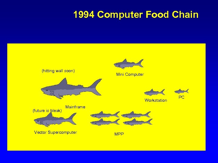 1994 Computer Food Chain (hitting wall soon) Mini Computer Workstation (future is bleak) Mainframe