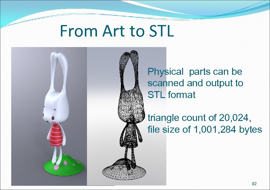 From Art to STL Physical parts can be scanned and output to STL format