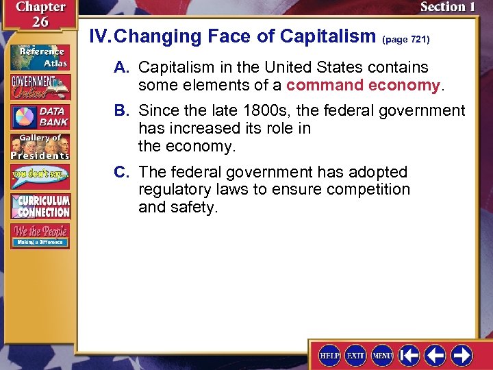 IV. Changing Face of Capitalism (page 721) A. Capitalism in the United States contains