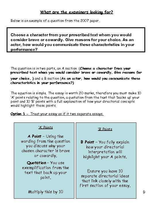 What are the examiners looking for? Below is an example of a question from