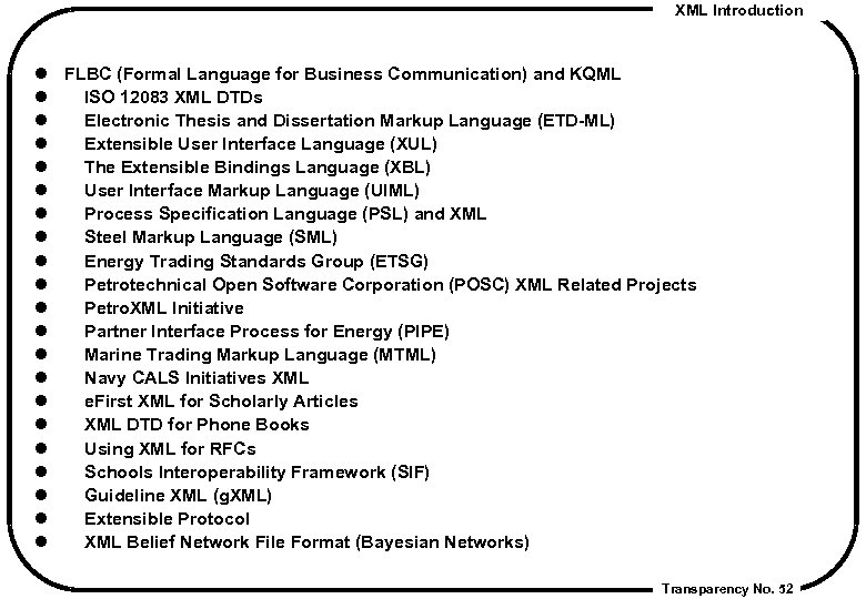 XML Introduction l l l l l l FLBC (Formal Language for Business Communication)