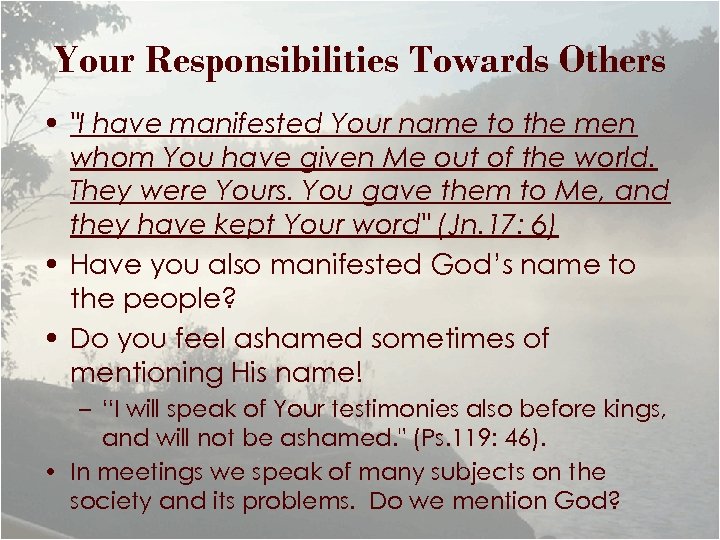 Your Responsibilities Towards Others • 