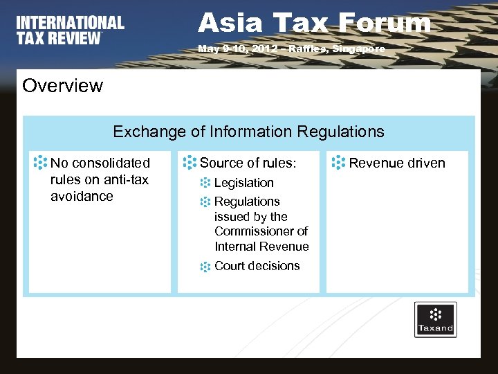 Asia Tax Forum May 9 -10, 2012 – Raffles, Singapore Overview Exchange of Information