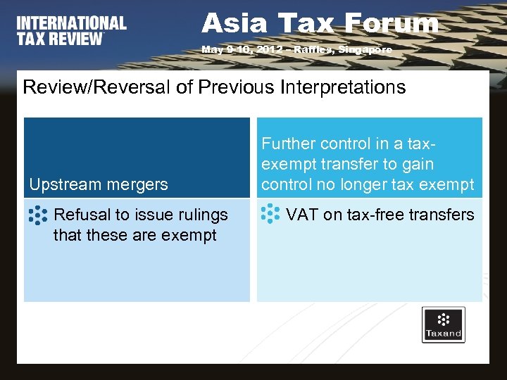 Asia Tax Forum May 9 -10, 2012 – Raffles, Singapore Review/Reversal of Previous Interpretations