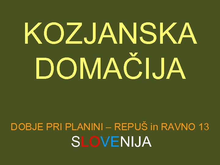 KOZJANSKA DOMAČIJA DOBJE PRI PLANINI – REPUŠ in RAVNO 13 SLOVENIJA 