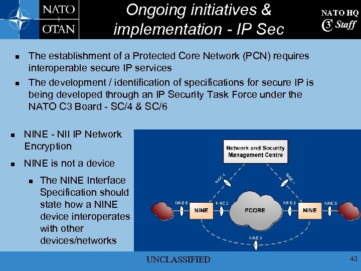 Ongoing initiatives & implementation - IP Sec n n NATO HQ 3 C Staff