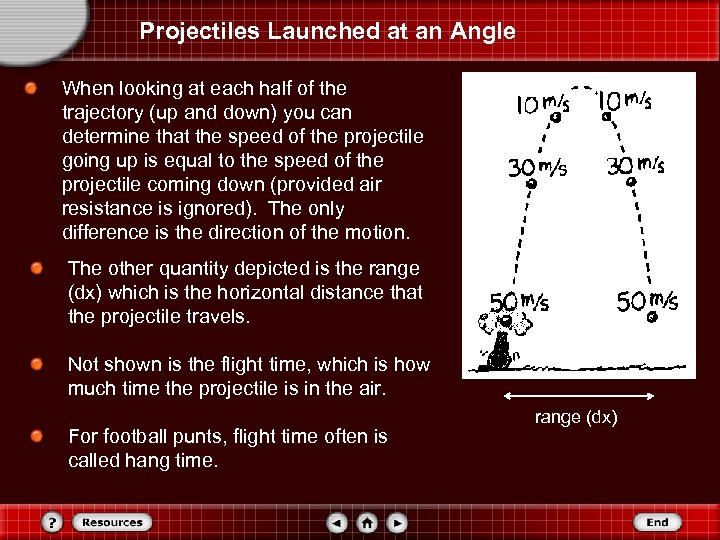 Projectiles Launched at an Angle When looking at each half of the trajectory (up
