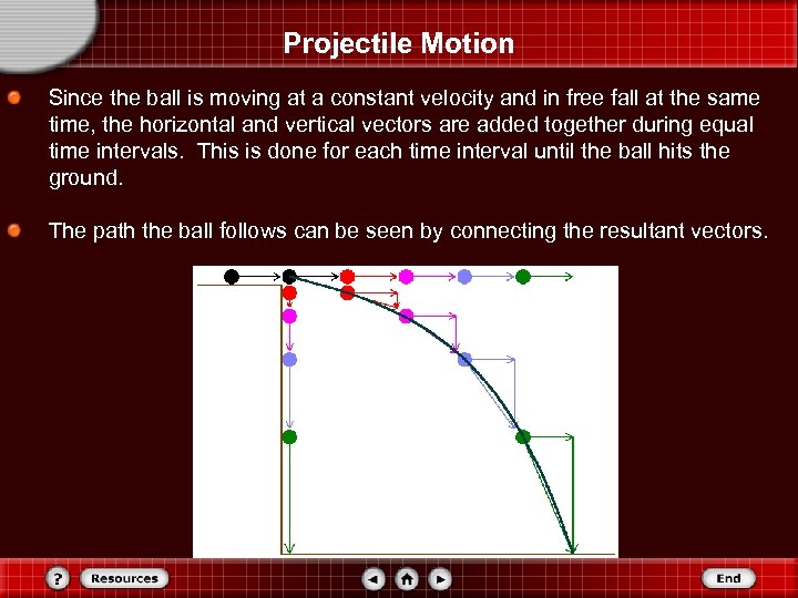 Projectile Motion Since the ball is moving at a constant velocity and in free