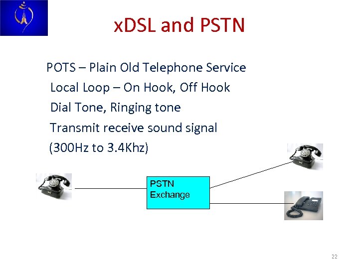 x. DSL and PSTN POTS – Plain Old Telephone Service Local Loop – On