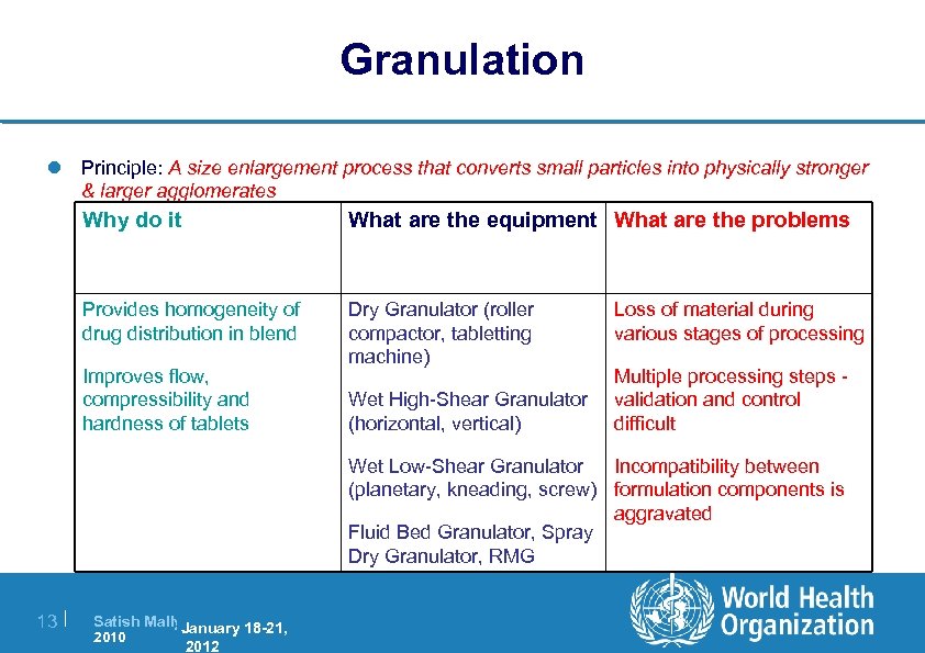 Granulation l Principle: A size enlargement process that converts small particles into physically stronger