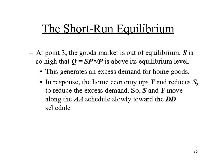 The Short-Run Equilibrium – At point 3, the goods market is out of equilibrium.