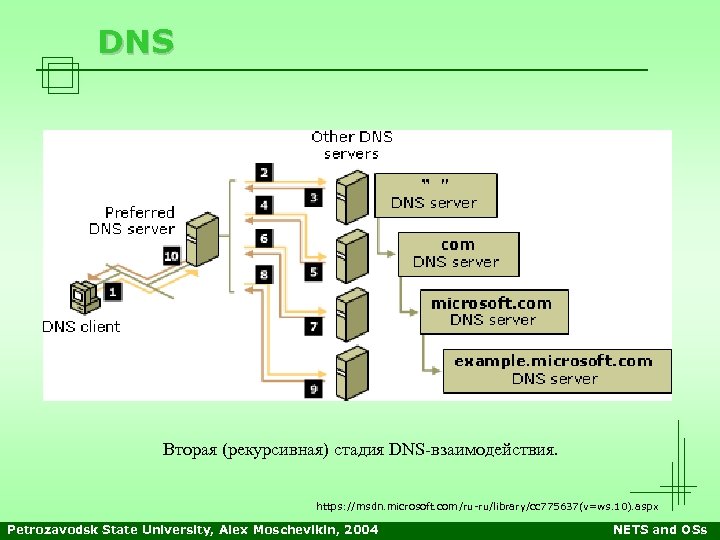 DNS Вторая (рекурсивная) стадия DNS-взаимодействия. https: //msdn. microsoft. com/ru-ru/library/cc 775637(v=ws. 10). aspx Petrozavodsk State