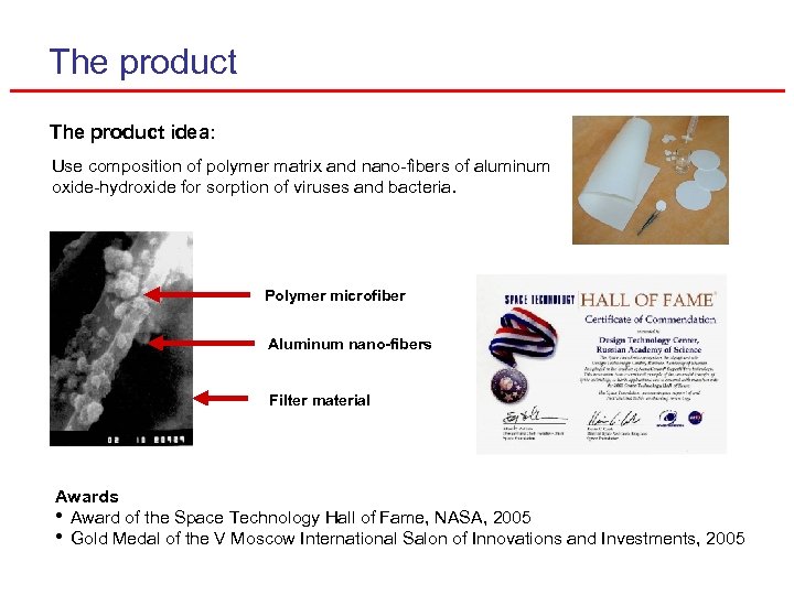 The product idea: Use composition of polymer matrix and nano-fibers of aluminum oxide-hydroxide for