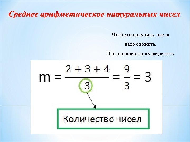 Чтоб его получить, числа надо сложить, И на количество их разделить. 