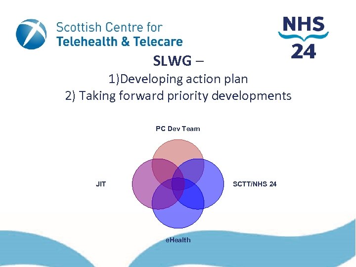 SLWG – 1)Developing action plan 2) Taking forward priority developments PC Dev Team JIT