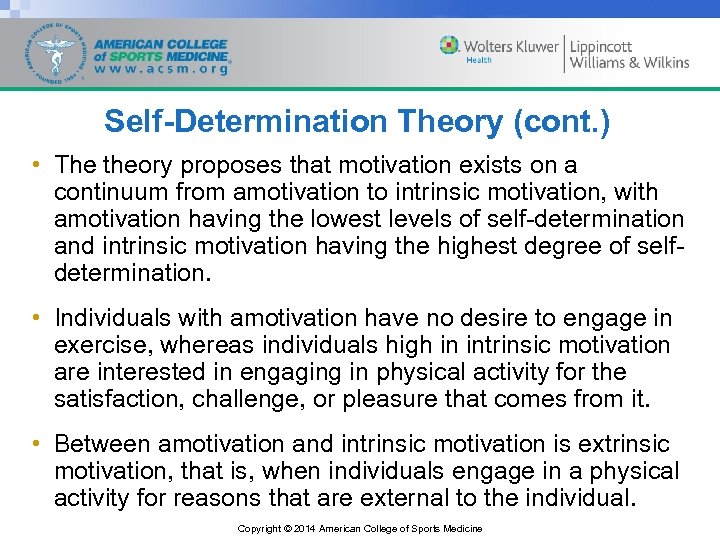 Self-Determination Theory (cont. ) • The theory proposes that motivation exists on a continuum