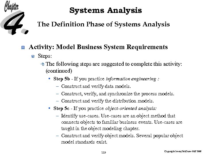 Systems Analysis The Definition Phase of Systems Analysis : Activity: Model Business System Requirements