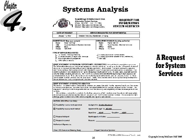 Systems Analysis 28 Copyright Irwin/Mc. Graw-Hill 1998 