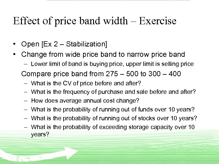 Effect of price band width – Exercise • Open [Ex 2 – Stabilization] •