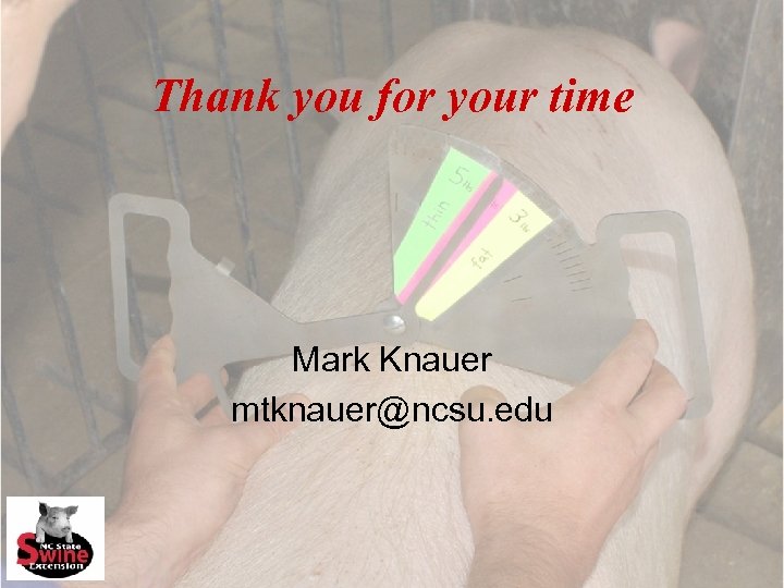 Thank you for your time Mark Knauer mtknauer@ncsu. edu 