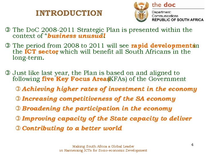 INTRODUCTION ) The Do. C 2008 -2011 Strategic Plan is presented within the context
