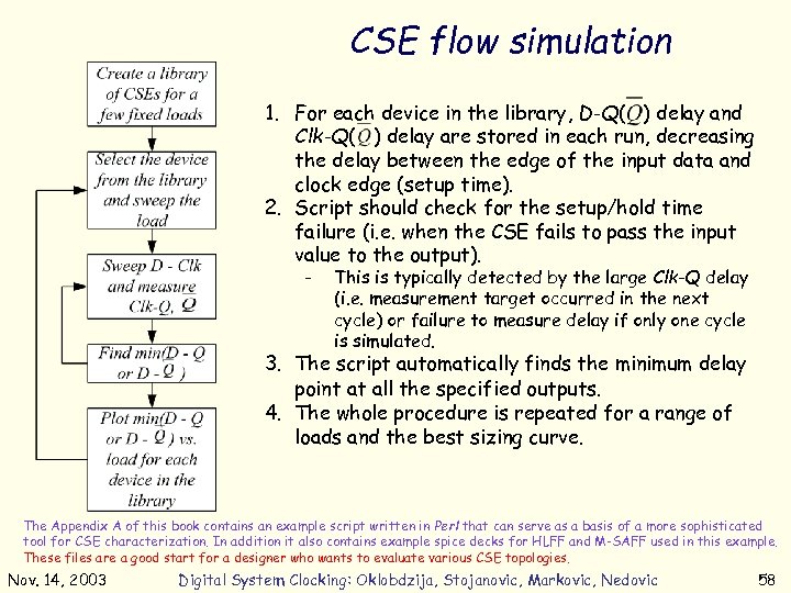 CSE flow simulation 1. For each device in the library, D-Q( ) delay and