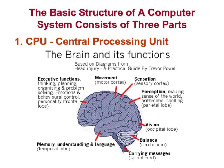 The Basic Structure of A Computer System Consists of Three Parts 1. CPU -