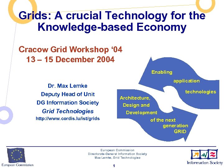 Grids: A crucial Technology for the Knowledge-based Economy Cracow Grid Workshop ‘ 04 13