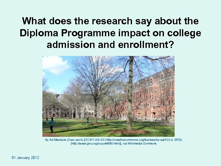 What does the research say about the Diploma Programme impact on college admission and