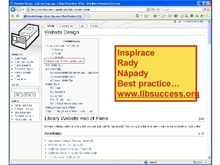 Inspirace Rady Nápady Best practice… www. libsuccess. org 