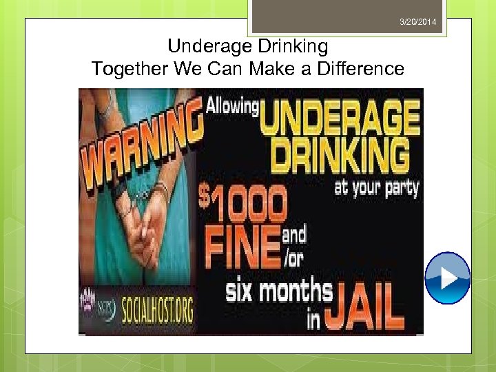 3/20/2014 Underage Drinking Together We Can Make a Difference 