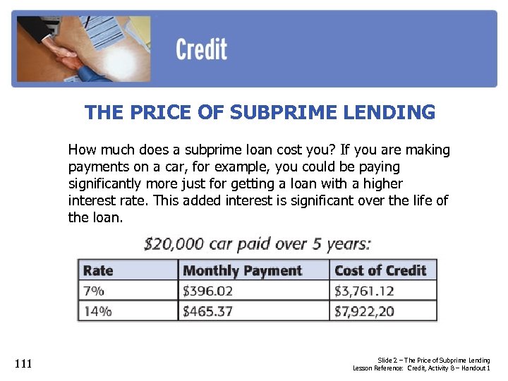 THE PRICE OF SUBPRIME LENDING How much does a subprime loan cost you? If
