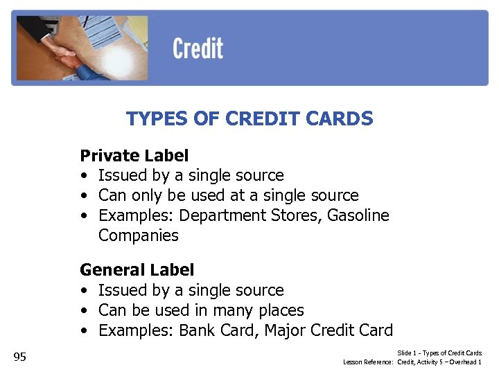 TYPES OF CREDIT CARDS Private Label • Issued by a single source • Can