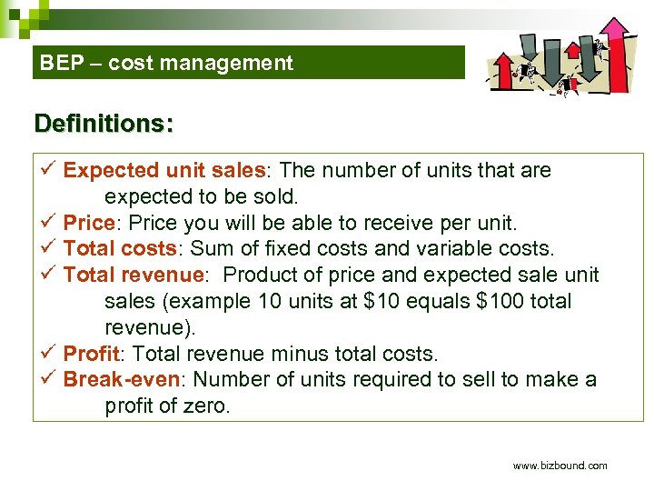 BEP – cost management Definitions: ü Expected unit sales: The number of units that