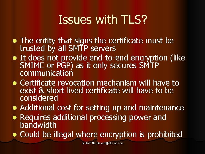 Issues with TLS? l l l The entity that signs the certificate must be