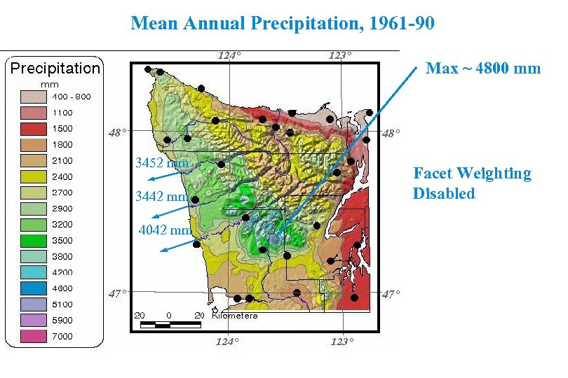 Mean Annual Precipitation, 1961 -90 Max ~ 4800 mm 3452 mm 3442 mm 4042