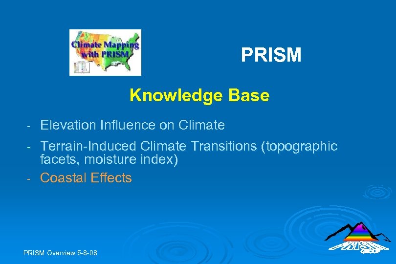 PRISM Knowledge Base - Elevation Influence on Climate - Terrain-Induced Climate Transitions (topographic facets,