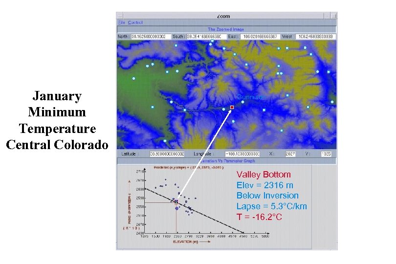 January Minimum Temperature Central Colorado Gunnison Valley Bottom Elev = 2316 m Below Inversion