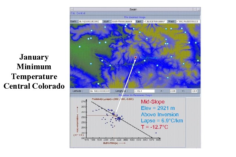 January Minimum Temperature Central Colorado Gunnison Mid-Slope Elev = 2921 m Above Inversion Lapse