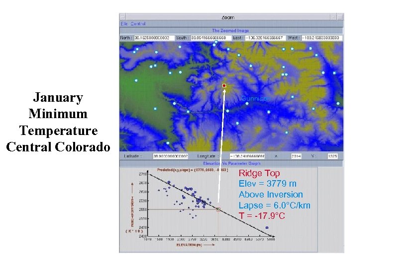 January Minimum Temperature Central Colorado Gunnison Ridge Top Elev = 3779 m Above Inversion