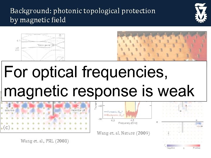 Background: photonic topological protection by magnetic field For optical frequencies, magnetic response is weak