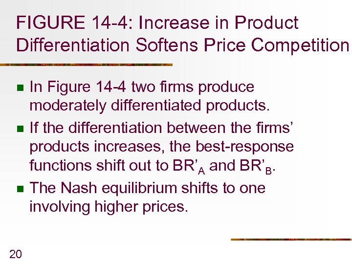 FIGURE 14 -4: Increase in Product Differentiation Softens Price Competition n 20 In Figure