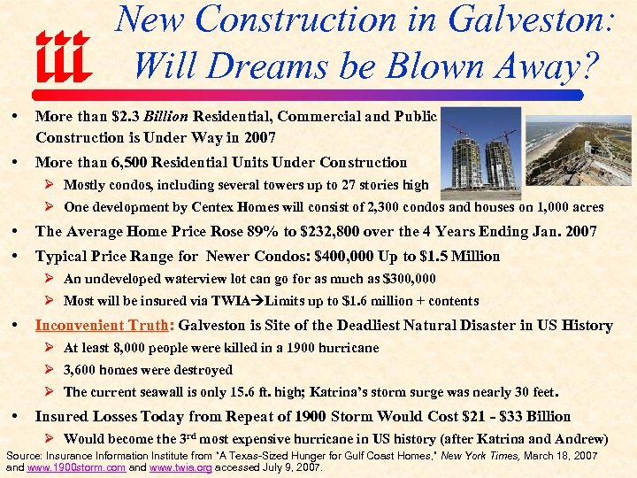 New Construction in Galveston: Will Dreams be Blown Away? • More than $2. 3